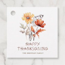 Thanksgiving Floral Modern Elegant Wildflower Bedankjes Labels
