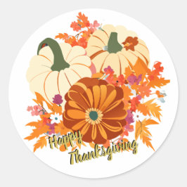 Thanksgiving flowers and pumpkins ronde sticker