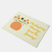 Thanksgiving Flowers in Pumpkin Custom Bericht Deurmat (Schuin)
