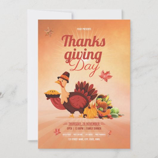 Thanksgiving Flyer-sjabloon Kaart (Voorkant)
