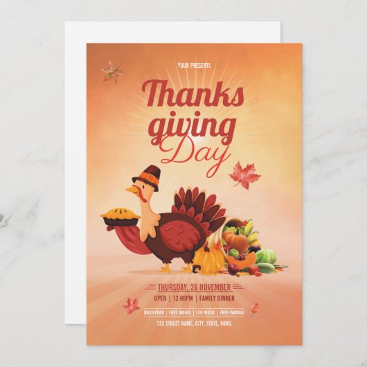 Thanksgiving Flyer-sjabloon Kaart (Voorkant / Achterkant)