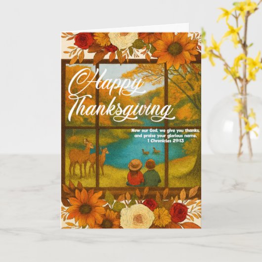 Thanksgiving Folded Greeting Card Kaart (Gele Bloem)