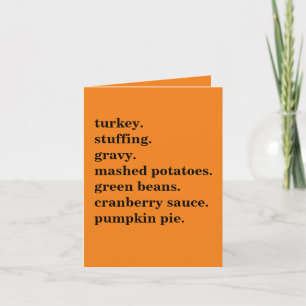 Thanksgiving Food Dinner Lijst Gepersonaliseerd Bedankkaart