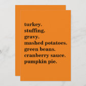 Thanksgiving Food Dinner Lijst Gepersonaliseerd Feestdagenkaart (Voorkant / Achterkant)