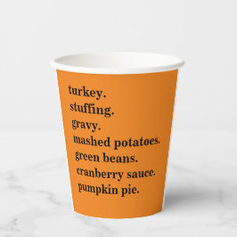 Thanksgiving Food Dinner Lijst Gepersonaliseerd Papieren Bekers