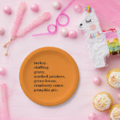 Thanksgiving Food Dinner Lijst Gepersonaliseerd Papieren Bordje (Feest)