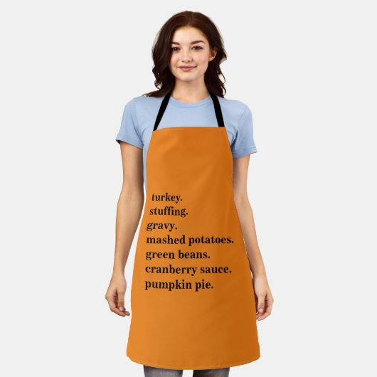 Thanksgiving Food Dinner Lijst Gepersonaliseerd Schort (Gedragen)