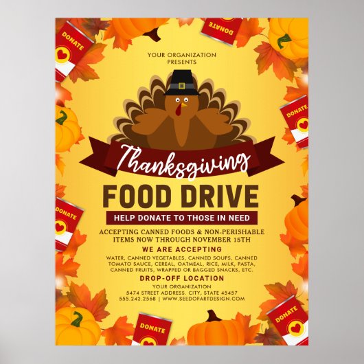 Thanksgiving Food Drive Charity Fundraiser Poster (Voorkant)