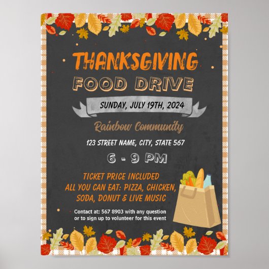 Thanksgiving Food Drive event sjabloon Poster (Voorkant)