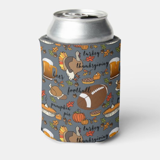 Thanksgiving, Football, bier, Turkije Design Blikjeskoeler (Blikje Achterkant)