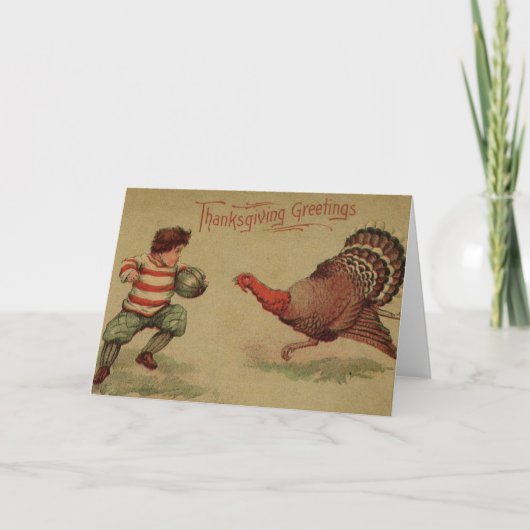  Thanksgiving Football en Turkije Feestdagen Kaart (Voorkant)