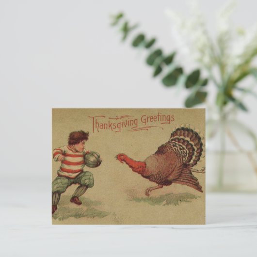 Thanksgiving Football en Turkije Feestdagenkaart (Staand voorkant)