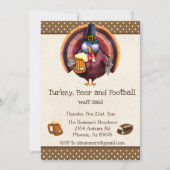 Thanksgiving Football Turkey Beer Funny Kaart (Voorkant)