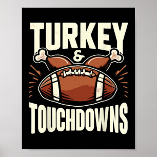 Thanksgiving Football Turkije en Touchdowns Voetba Poster