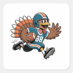 Thanksgiving Football Turkije Fantasy Football Vierkante Sticker