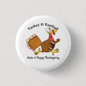 Thanksgiving Football Turkije Ronde Button 3,2 Cm (Voorkant)