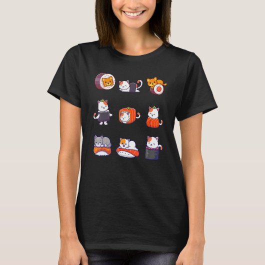 Thanksgiving  For Women Men Cat Food Sushi Roller T-shirt (Voorkant)