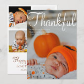 Thanksgiving Foto Collage Geboorteaankondiging Kaart (Voorkant / Achterkant)
