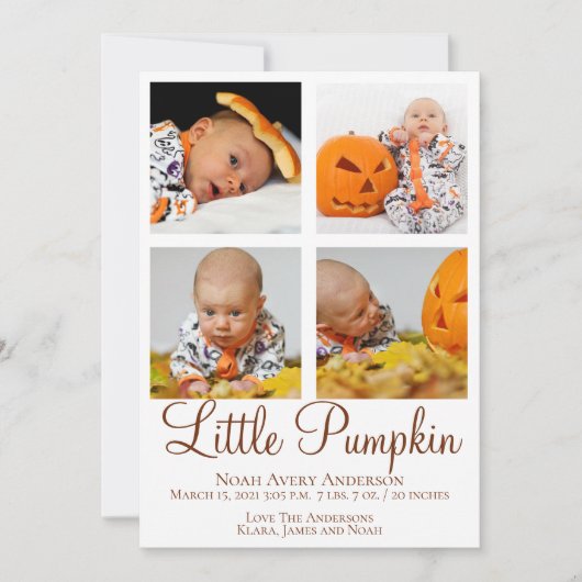 Thanksgiving Foto Geboorteaankondiging Kaart (Voorkant)