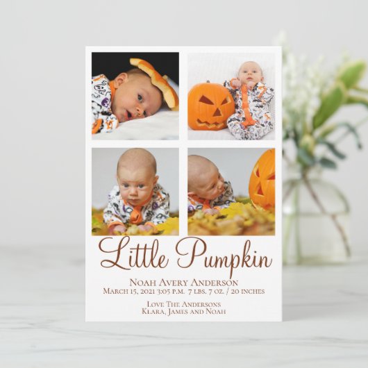 Thanksgiving Foto Geboorteaankondiging Kaart (Staand voorkant)