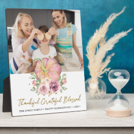 Thanksgiving foto gepersonaliseerde pompoen roze fotoplaat
