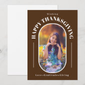 Thanksgiving foto Modern Brown Feestdagenkaart (Voorkant / Achterkant)