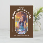 Thanksgiving foto Modern Brown Feestdagenkaart (Staand voorkant)
