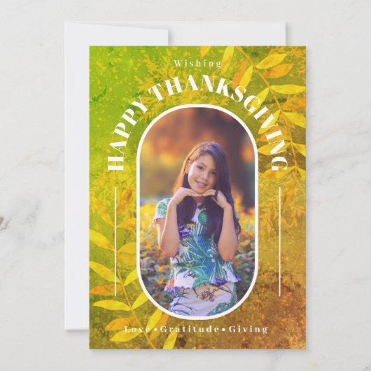Thanksgiving foto Modern Green Feestdagenkaart (Voorkant)