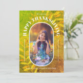 Thanksgiving foto Modern Green Feestdagenkaart (Staand voorkant)