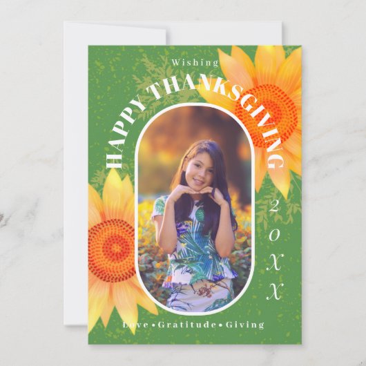 Thanksgiving foto Modern Green Feestdagenkaart (Voorkant)