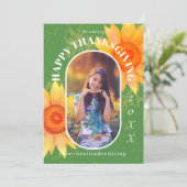 Thanksgiving foto Modern Green Feestdagenkaart (Staand voorkant)