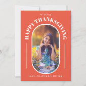 Thanksgiving foto Modern Sinaasappel Feestdagenkaart (Voorkant)