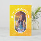 Thanksgiving foto Modern Yellow Feestdagenkaart (Staand voorkant)