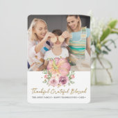 Thanksgiving foto roze pompoen feestdagenkaart (Staand voorkant)