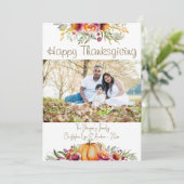 Thanksgiving fotokaart met pompoenen en bladeren kaart (Staand voorkant)