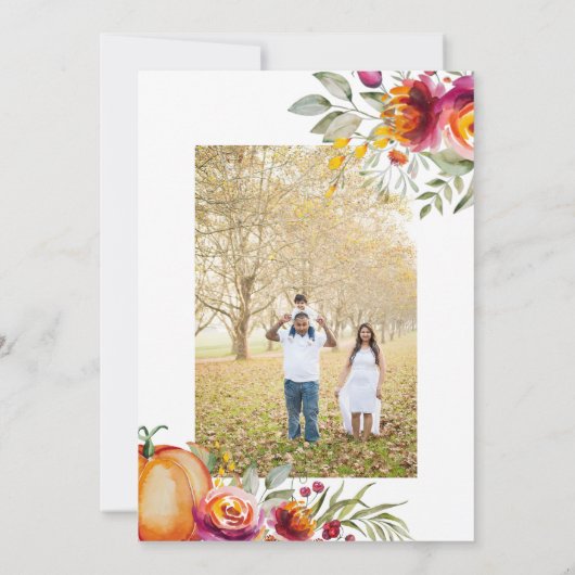 Thanksgiving fotokaart met pompoenen en bladeren kaart (Achterkant)