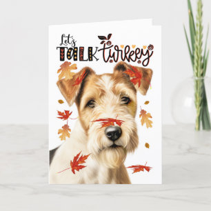 Thanksgiving Fox Terrier Dog Laten we Turkije prat Feestdagen Kaart