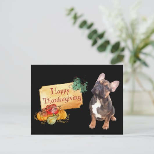 Thanksgiving Französische Bulldogge Postkarte Briefkaart (Staand voorkant)