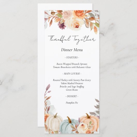 Thanksgiving Friendsgiving Diner Menu (Voorkant / Achterkant)