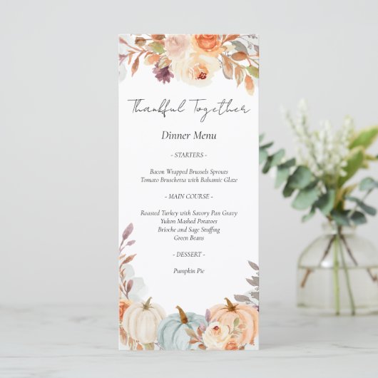 Thanksgiving Friendsgiving Diner Menu (Staand voorkant)