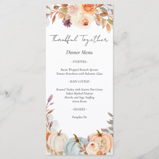 Thanksgiving Friendsgiving Diner Menu (Voorkant)