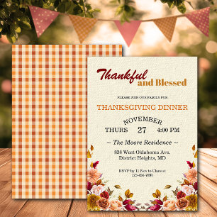 Thanksgiving Friendsgiving Dinner Bloemen Custom Kaart