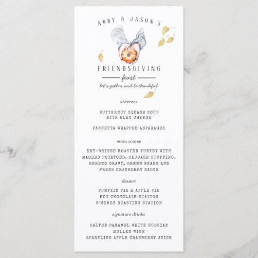 Thanksgiving Friendsgiving Dinner Menu (Voorkant)