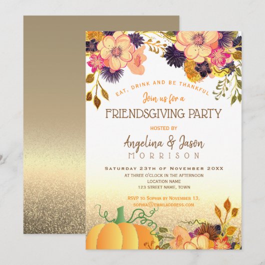 Thanksgiving Friendsgiving Feest Kaart (Voorkant / Achterkant)