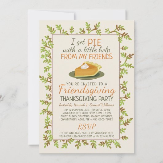 Thanksgiving Friendsgiving Party Pompoen Pie Funny Kaart (Voorkant)