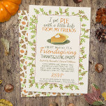 Thanksgiving Friendsgiving Party Pompoen Pie Funny Kaart<br><div class="desc">Nodig je vrienden uit voor een Thanksgiving feestmaal met deze (en grappige) Friendsgiving feestuitnodigingen. Deze unieke uitnodigingen zeggen, "Ik krijg PIE met een beetje hulp van mijn vrienden" en bevatten een handgetekende plak pompoentaart. De rand heeft een bladpatroon en de rug heeft een patroon van bladeren en pompoenen. Gebruik de...</div>