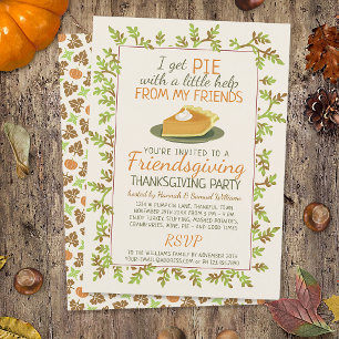 Thanksgiving Friendsgiving Party Pompoen Pie Funny Kaart