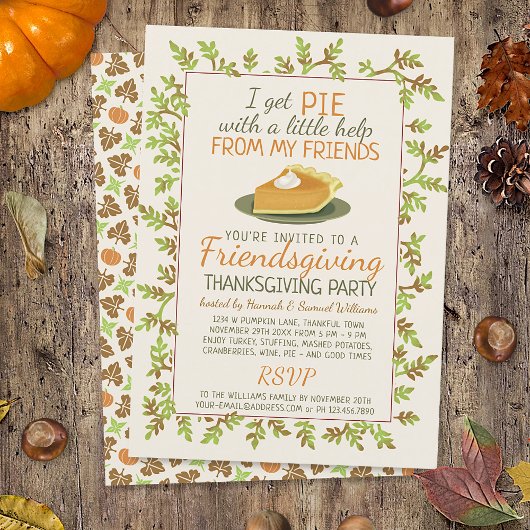 Thanksgiving Friendsgiving Party Pompoen Pie Funny Kaart