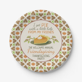 Thanksgiving Friendsgiving Party Pumpkin Pie Funny Papieren Bordje