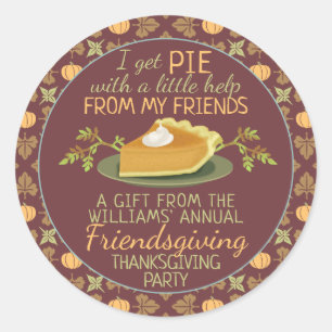 Thanksgiving Friendsgiving Pompoen Pie Humor Favor Ronde Sticker